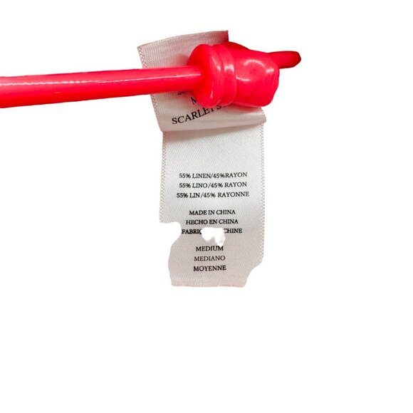 Rails Red & White Striped V-Neck Button-Down Blouse Medium Linen/Rayon - Picture 3 of 7